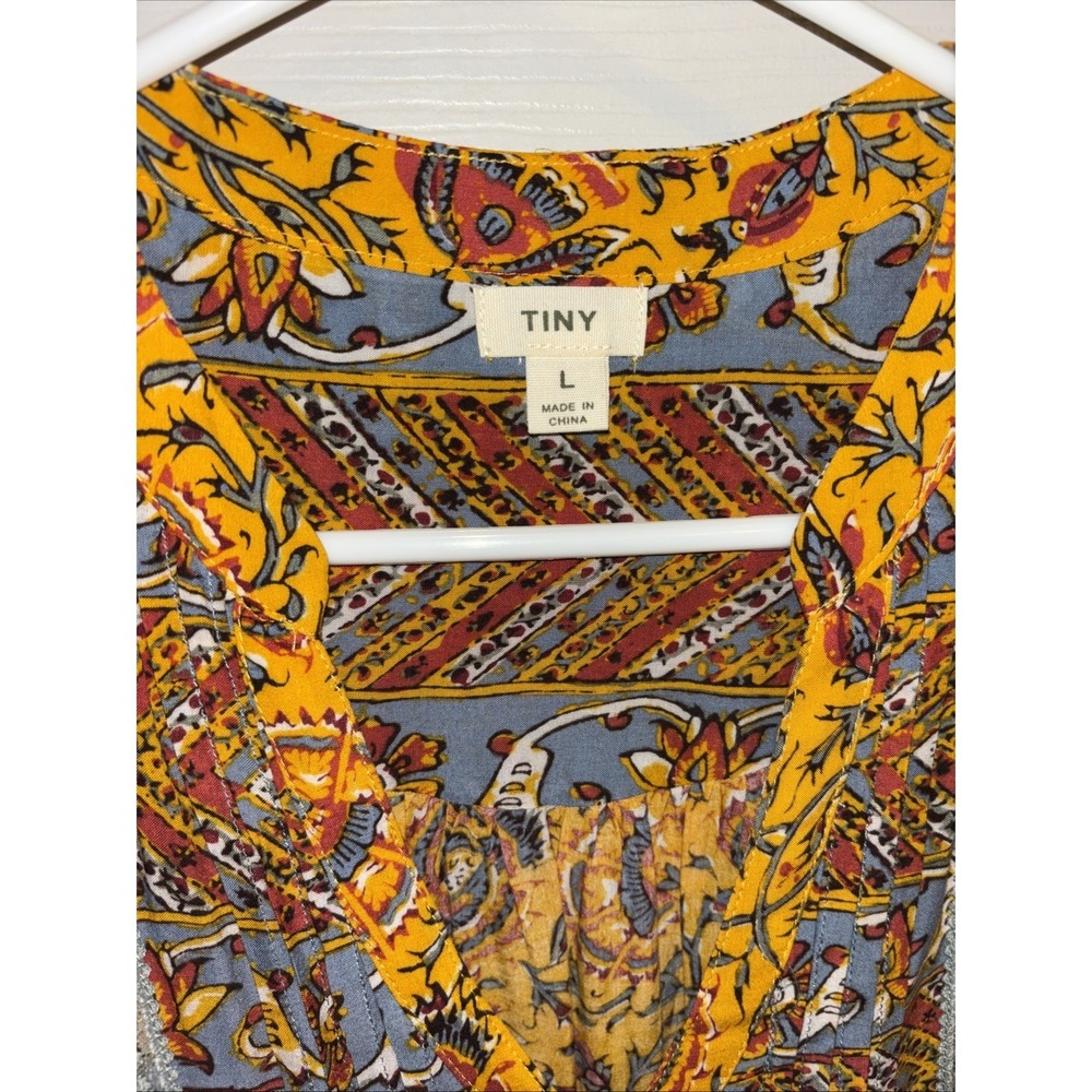 Tiny Anthropologie Ismelda Sz L Tunic Dress Yellow Floral $148 Pockets Lace - Picture 7 of 16